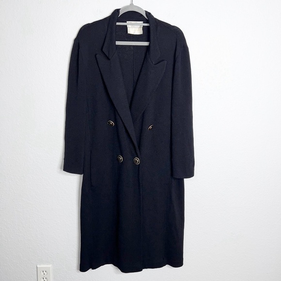 St. John Santana Knit Long Blazer Jacket Women 8 Luxury Old Money Black